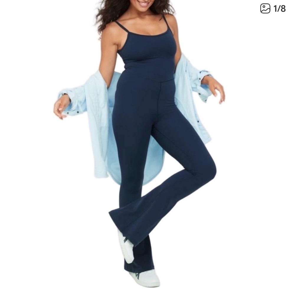 aerie OFFLINE Real Me Xtra Flare Navy Jumpsuit Size XS